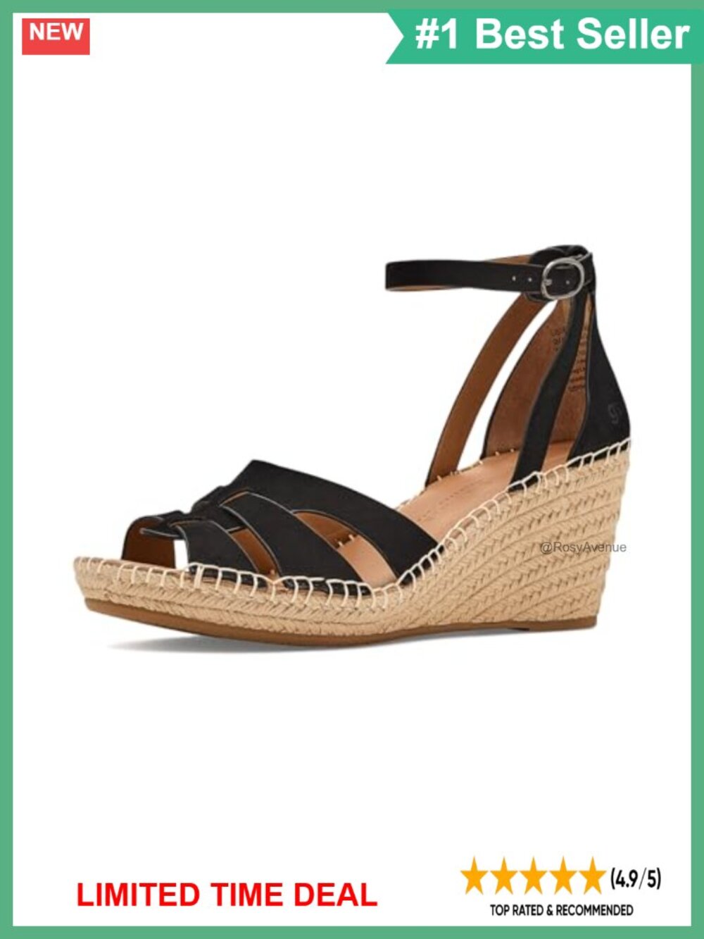 Woven Leather Wedge Sandal with Ankle Strap and Buckle Closure